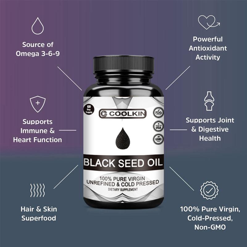 Coolkin Black Cumin Seed Oil Extract, Pure Virgin Cold-Pressed, Boosts Immunity and Promotes Digestion