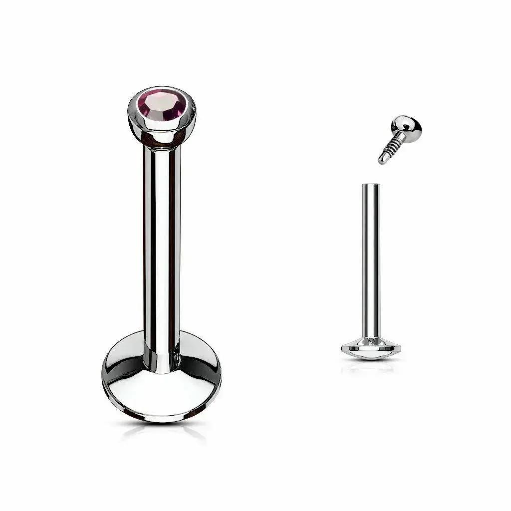 2X 2мм Разноцветный Кристалл Внутренняя Резьба Лабрет 6мм - 12мм Стальное Кольцо Штанга Пирсинг Уха Трагус Монро Губа