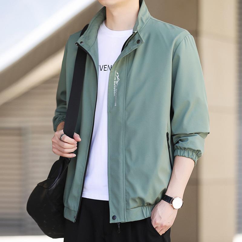 Мужские куртки Весной и Осенью Новые Модные Брендовые Свободные Куртки со Стойкой для Мальчиков Красивые Мужские Топы