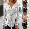 Button Down Shirts For Women Print Tunic Tops Dressy Casual Bell Long Sleeve V Neck Blouses