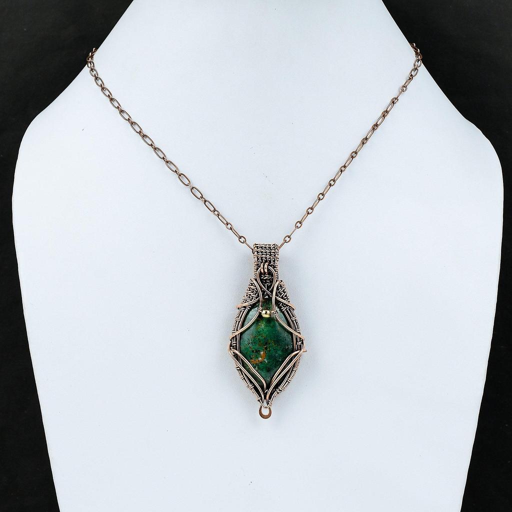 Подвеска из куприта и хризоколлы, подвеска из драгоценного камня, подвеска из медной проволоки, уникальный дизайн ювелирных изделий из меди, подвеска ручной работы из проволоки, ювелирные изделия для подарка
