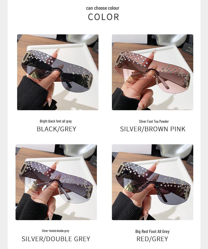 Солнцезащитные очки Y2K с крупной оправой, инкрустированные стразами, для женщин