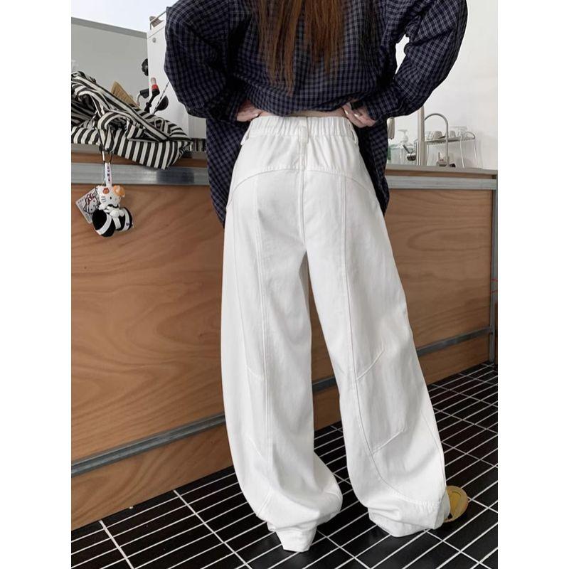 Kumikumi Retro White Drape Matchet Pants Denim Female Fall Minority All-Match Loose Loose Pants Pants