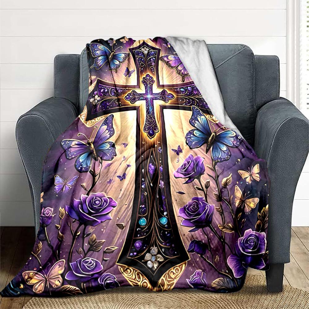 1pc Cross Ornament Blanket - Perfect Gift for Birthdays, Christmas & Halloween- Soft, Warm & Versatile yy250909082