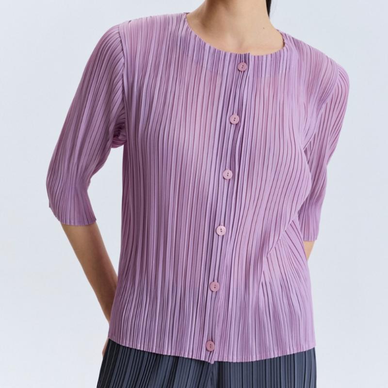 Pleats Me Irregular Pleated Button Cardigan Epcdm126001