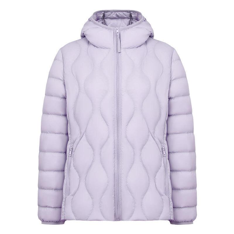 Down Jacket Women's Short 2025 Autumn and Winter New Simple and Fashionable Light and Thin Hooded White Duck Down Gourd Pattern Jacket Tide