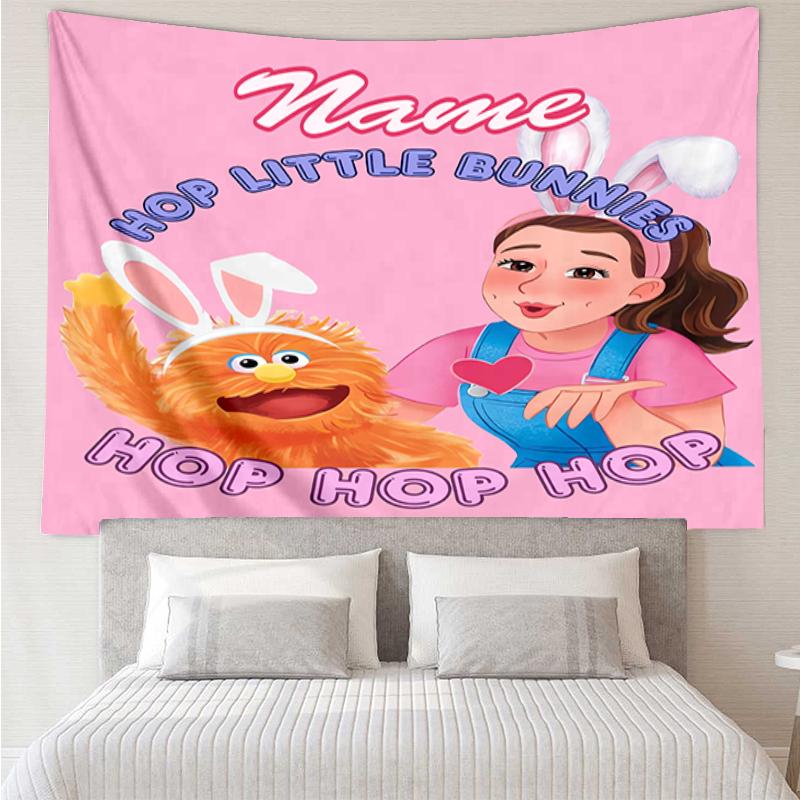 Custom Name Ms. Rachel Print Tapestry, Backdrop, Easy Setup, Ideal for Bedroom, Office & Living Room, with Aesthetic Wall Hanging Decor.