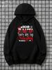 Men'S Christmas Hooded Black Sweatshirt, Featuring Naughty List, Santa Claus And Snowflake Prints,