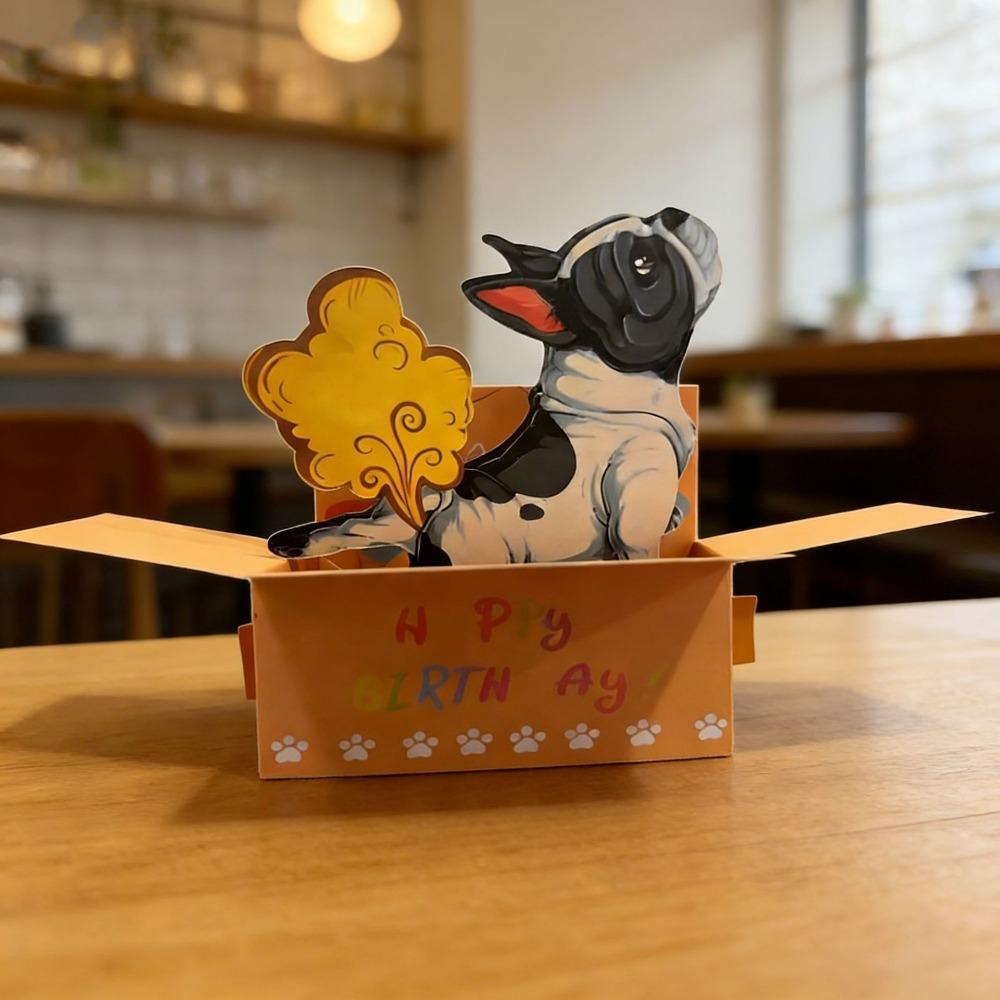 3D Character Design Pop-Up Card Heart Balloons Humorous Card Hilarious 3D Card Gift