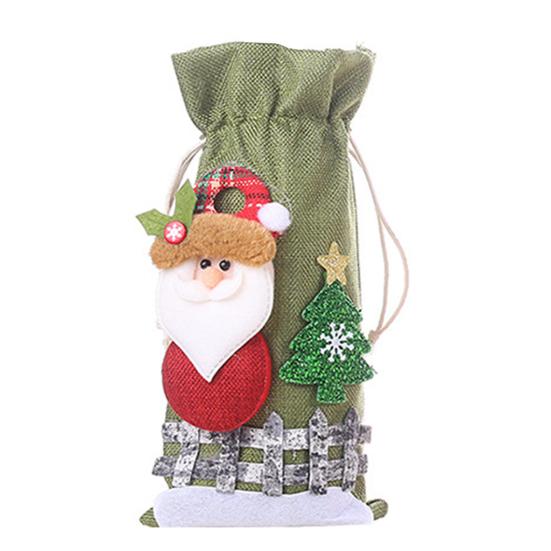 Рождественская сумка для бутылки вина с шнурком Санта-Клаус Олень Снеговик Медведь Мешковина Подарочная сумка для бутылки вина Крышка рождественского праздника Украшение бутылки вина