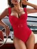 1011 one-piece bikini solid color swimsuit fashionable and sexy swimsuit women's French retro belly-covering and thin swimsuit