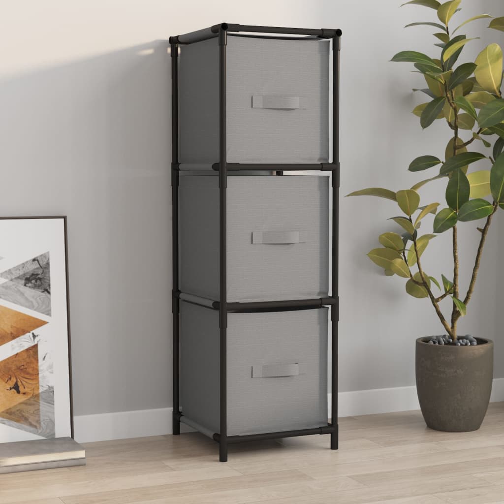Vidaxl Szafka Z 3 Szufladami Z Tkaniny, Szara, 34X34X101 Cm, Stal