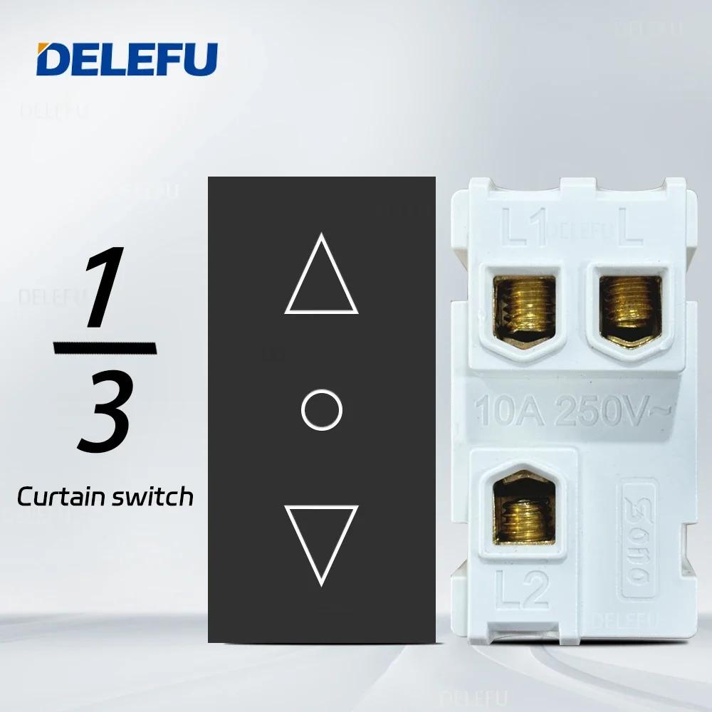 DELEFU Israel Socket DIY Blank Board USB TypeC Doorbell Switch 45A 20A Curtain TEL CAT5 TV HDMI SAT Smart Black
