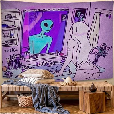 Фон для вечеринки в стиле SciFi Horror, Девушка-пришелец, Хэллоуинский гобелен для тематического мероприятия, Декор стены для дома с привидениями
