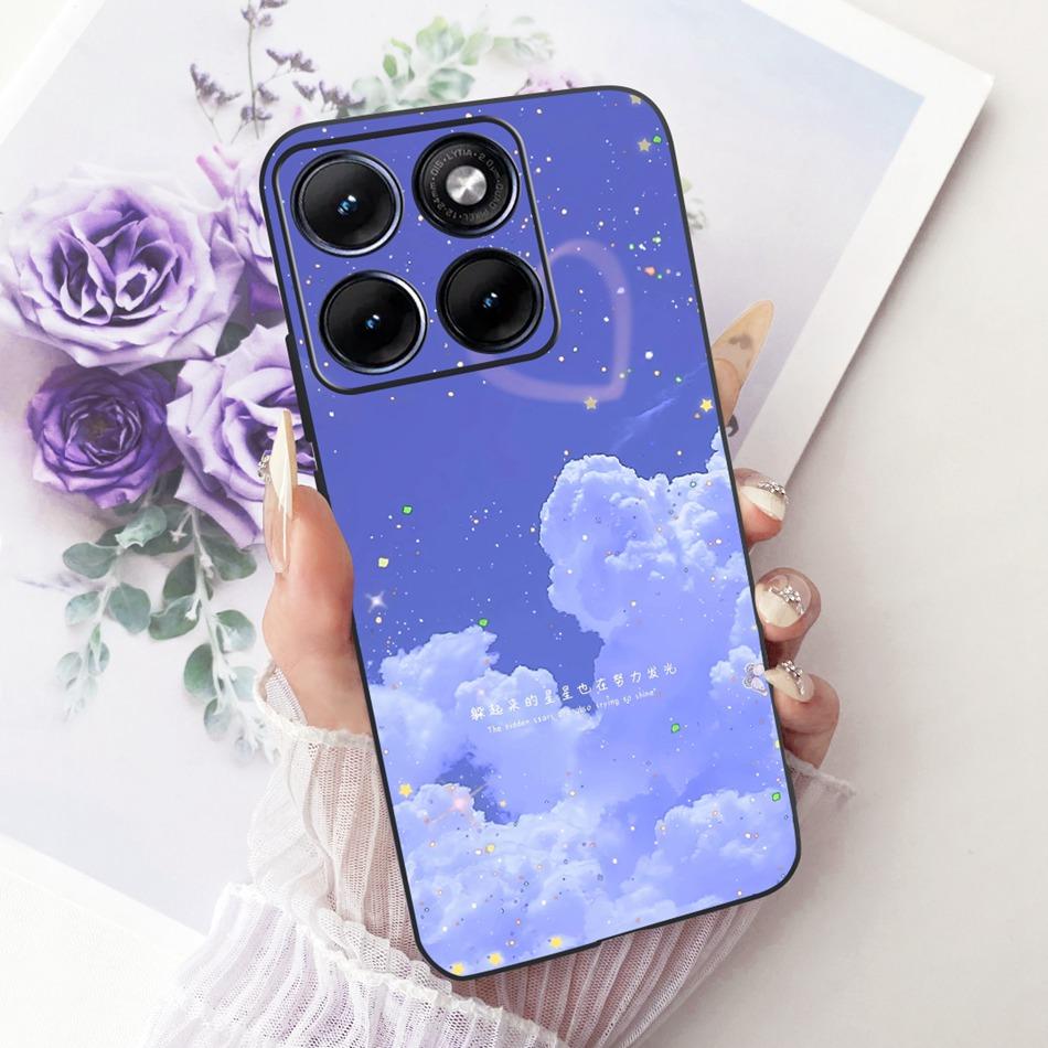 Для Motorola Edge 70 Fusion Милый Цветок Бабочка Кошка Расписной Чехол Для Motorola Edge70 Fusion 5G Черный Силиконовый Мягкий Чехлы Для Телефона