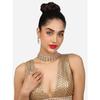 Green Pink Stones Austrian Diamonds Embellished Choker Necklace Earring & Ring Set For Women