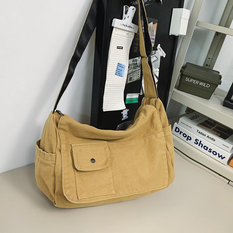 Холщовая сумка кроссбоди в японском стиле - Унисекс, повседневная, через плечо, мессенджер для студентов