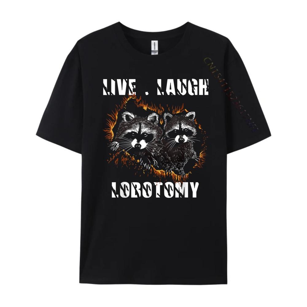 Live Laugh Lobotomy Retro Opossum Lovers Mens Shirts Graphic Tee Mens Clothing Tshirts