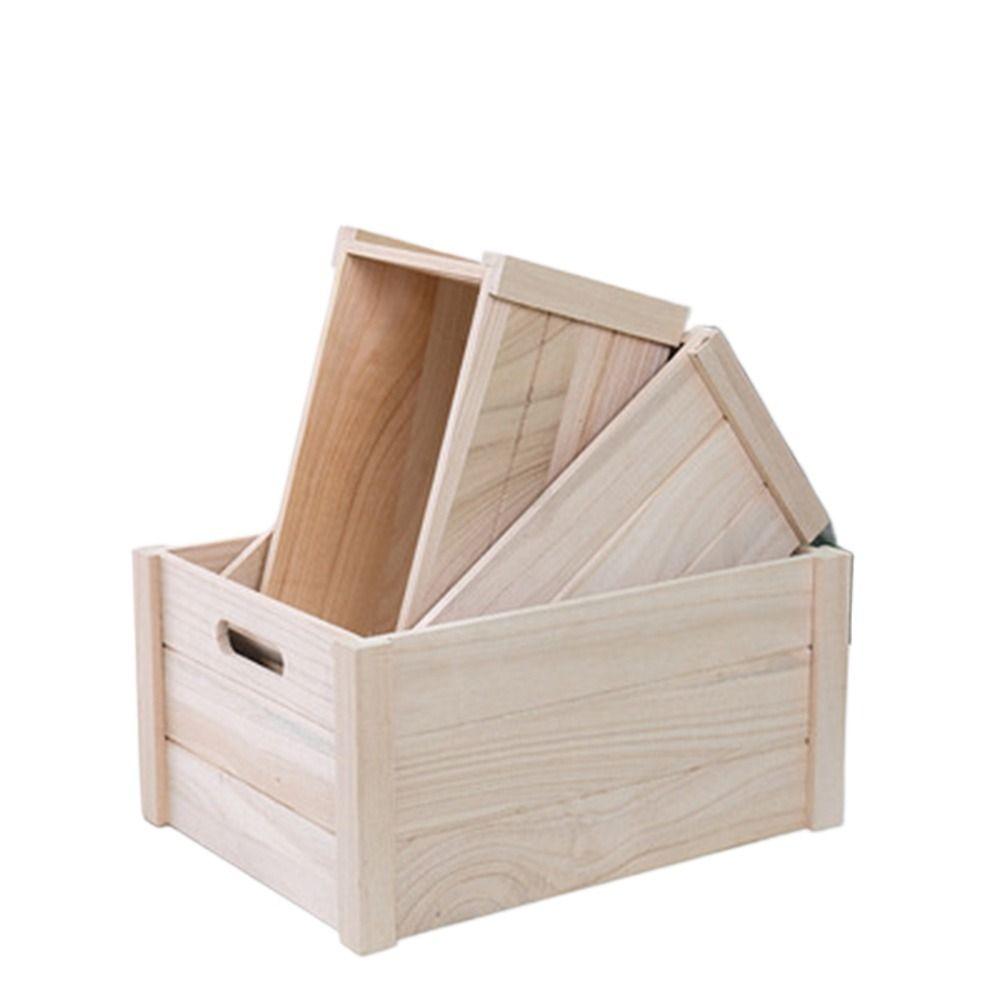 Wooden Storage Boxes Handcrafted Organizer Bin Farmhouse Style Wood Basket Vegetable