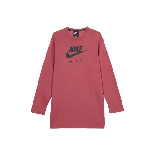 Nike Женская повседневная толстовка с капюшоном, на флисовой подкладке, средней длины, красного цвета