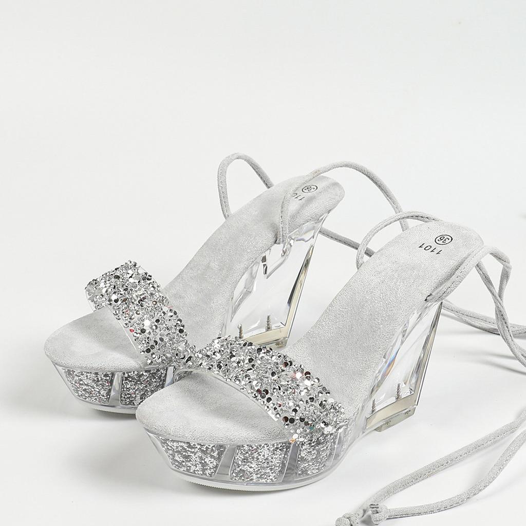 Women's Heel 11CM Nightclub High Heels Shoes Catwalk Pole Dance Shoes Crystal Wedge Sole LFD-1101-49