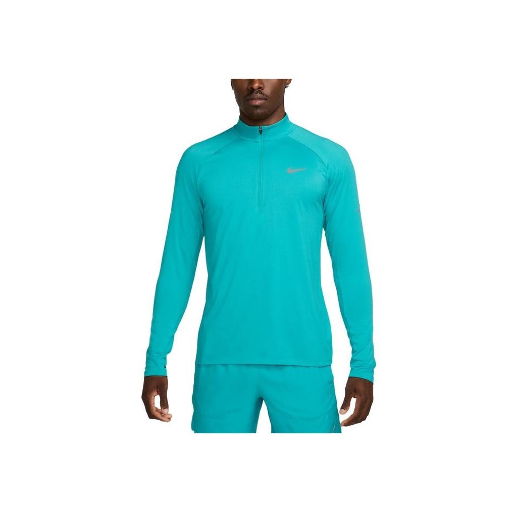 Nike Футболка Dri-Fit с однотонным логотипом, на молнии до половины, со стойкой, с длинным рукавом, мужские топы, светло-голубая HV2180-345