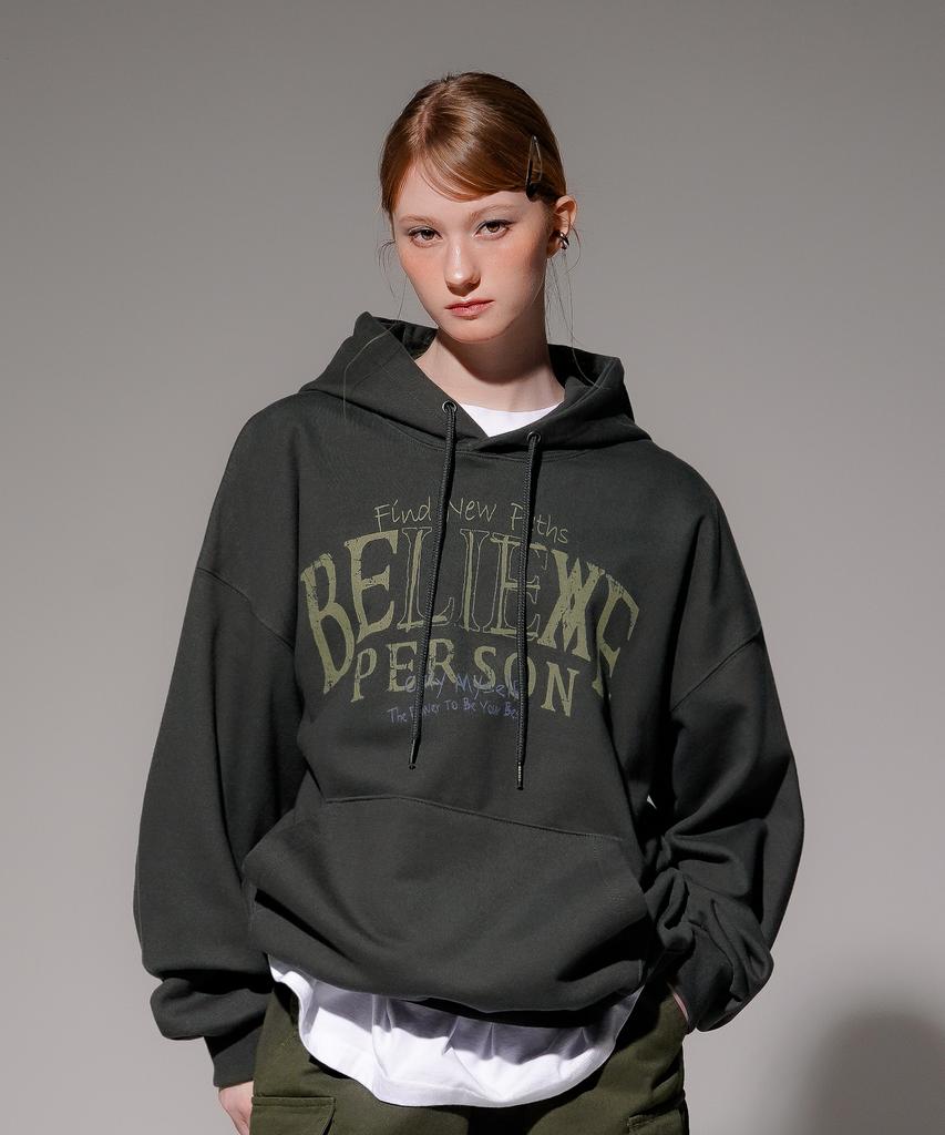 Худи Believe из плотного хлопка Глубокий серый Kmhd6830