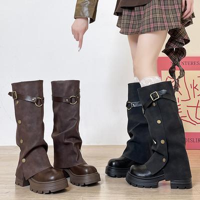 Но кожаные сапоги до колена ретро с высокой подошвой рыцарские сапоги длинные сапоги женские осенне-зимняя мода брючные сапоги