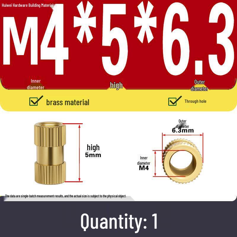 Two-Way Injection Molding Copper Knurled Nut Insert (M2-M8)