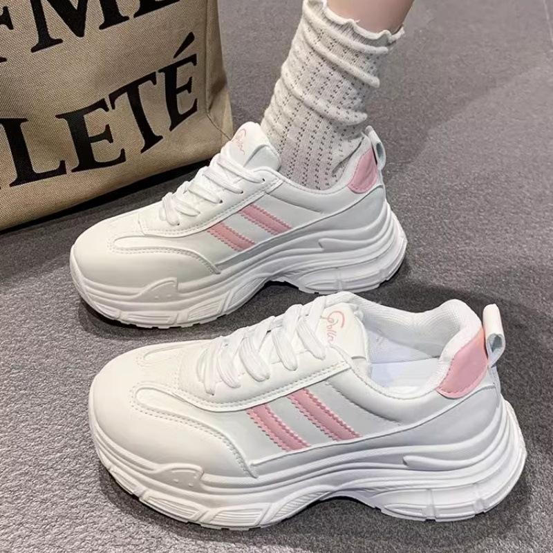 Женские белые туфли на толстой подошве, весенние повседневные туфли с увеличением роста, универсальные и легкие спортивные туфли