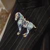 Women Enamel Animal Brooch Scarf Decoration Creative Vintage Design Backpack Lapel Pin Horse Shaped