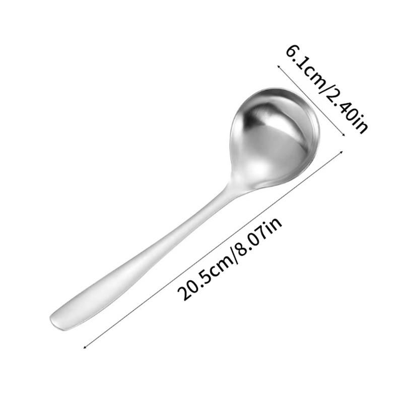 Stainless Steel Spoon Big Head Spoon Thickened Large Capacity  Pot Soup Spoon Drinking Porridge Spoon Kitchen Tools