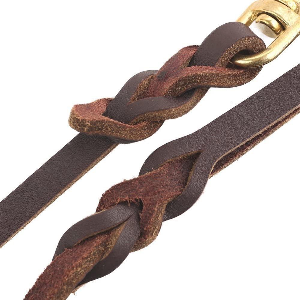 Brown Dog Traction Rope Long Leather Braided Dog Leash Pet Products German Shepherd