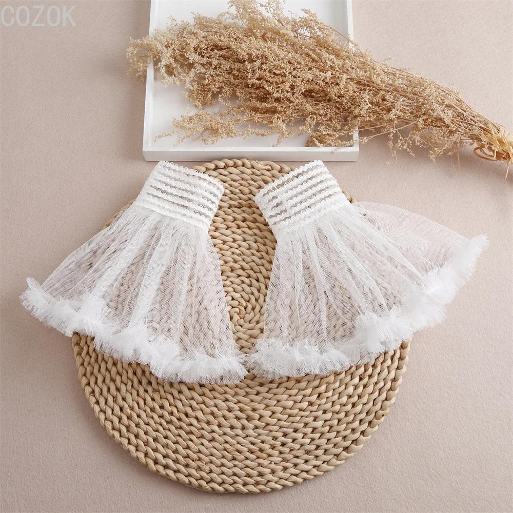 DIY Detachable Cuffs Cuff Extension Embroidery Lace Daisy Fake Sleeves Elastic Wild Wrist Pleated Organ Lolita Fake Sleeves
