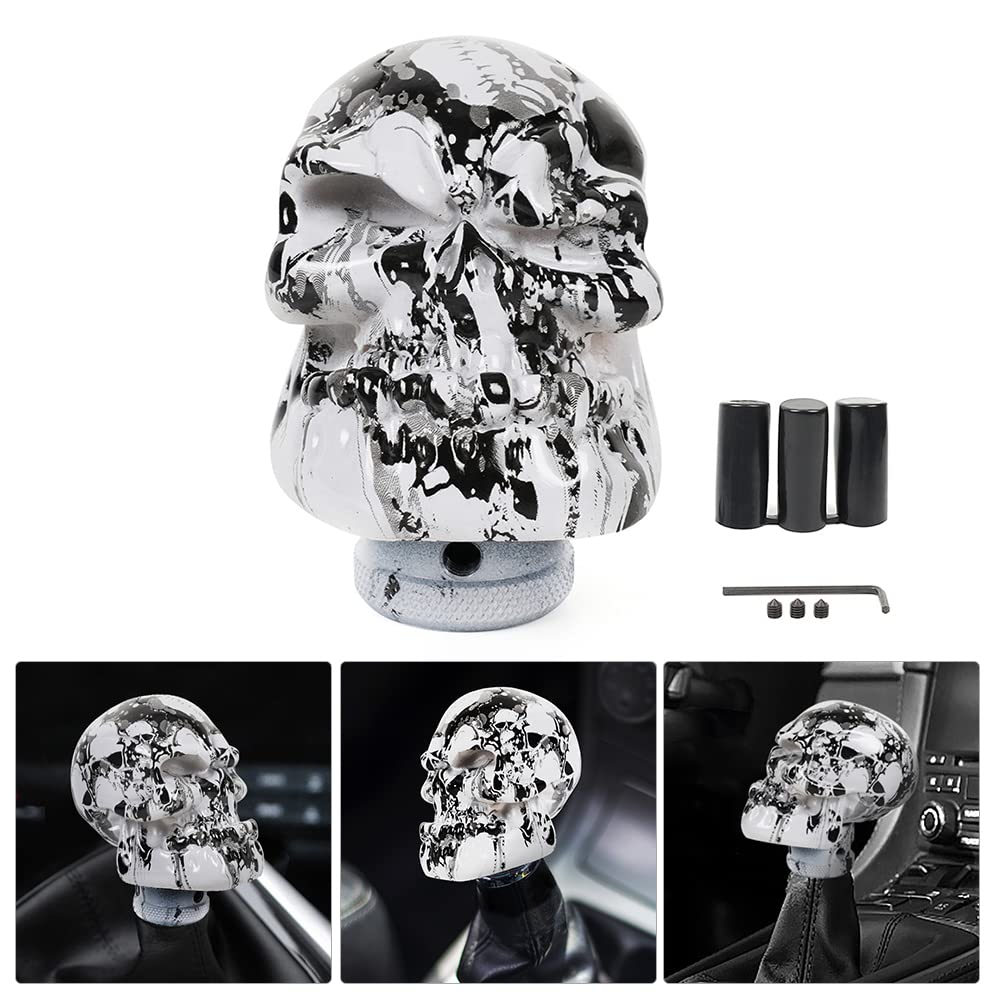 MUTEKI Skull Shift Knob Funny Gear Shift Knob Shift Lever with 3 Adapters for