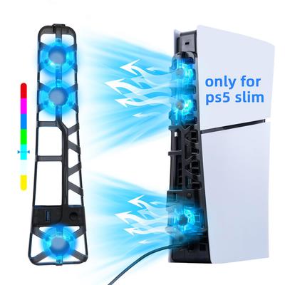 Вентилятор охлаждения Mcbazel для новой PS5 Slim RGB Light с низким уровнем шума и высокоскоростной технологией охлаждения. 3 высокоскоростных вентилятора. Умный контроль температуры. Совместимость с