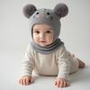 Детская вышитая шапка с мультяшным котом, вязаная теплая детская шапка, осенне-зимняя вязаная шапка для младенцев мальчиков и девочек