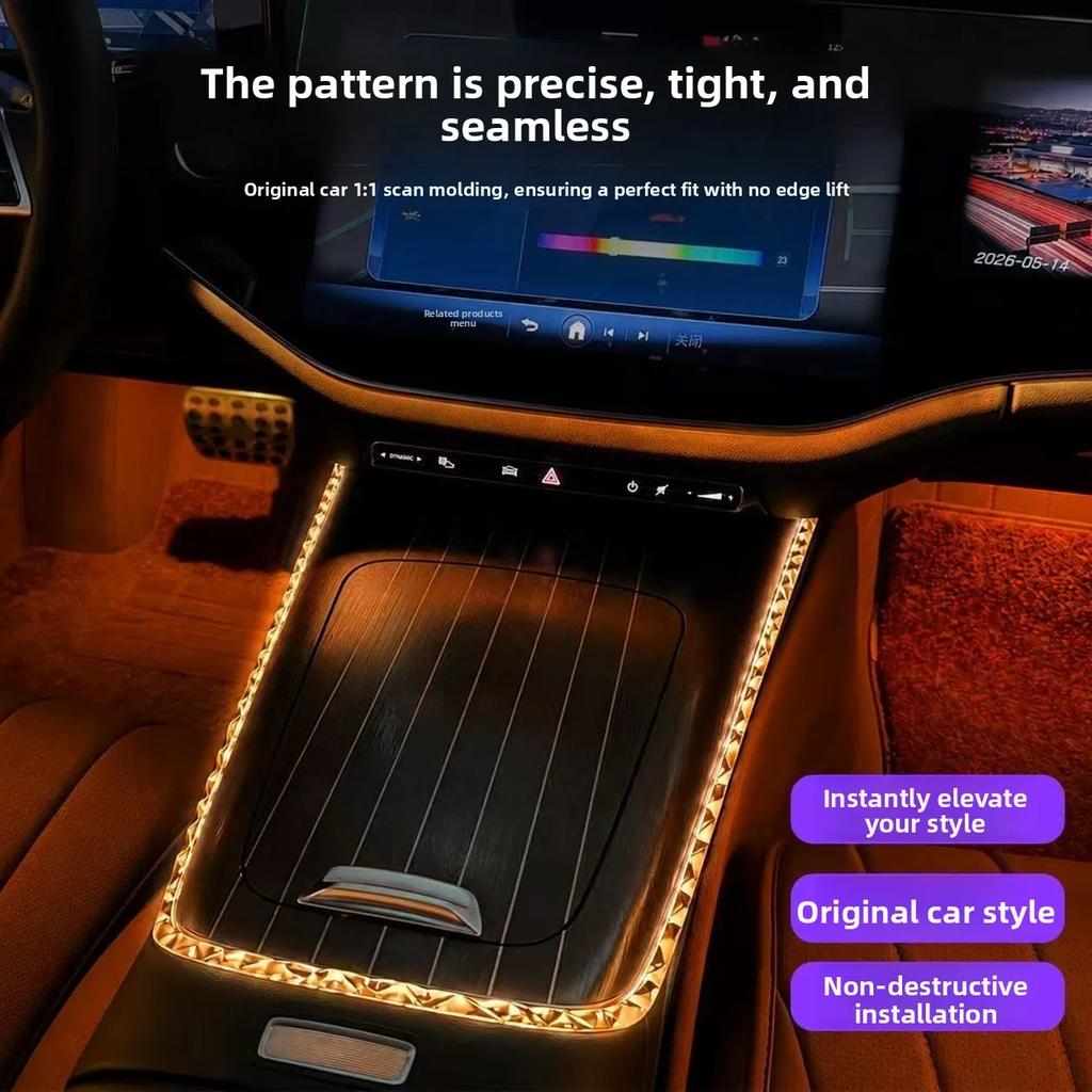 For Mercedes-Benz W214 E-Class Central Control Edge Crystal Light Frame E300 E260 Ambient Light Decorative Frame 2024-2026