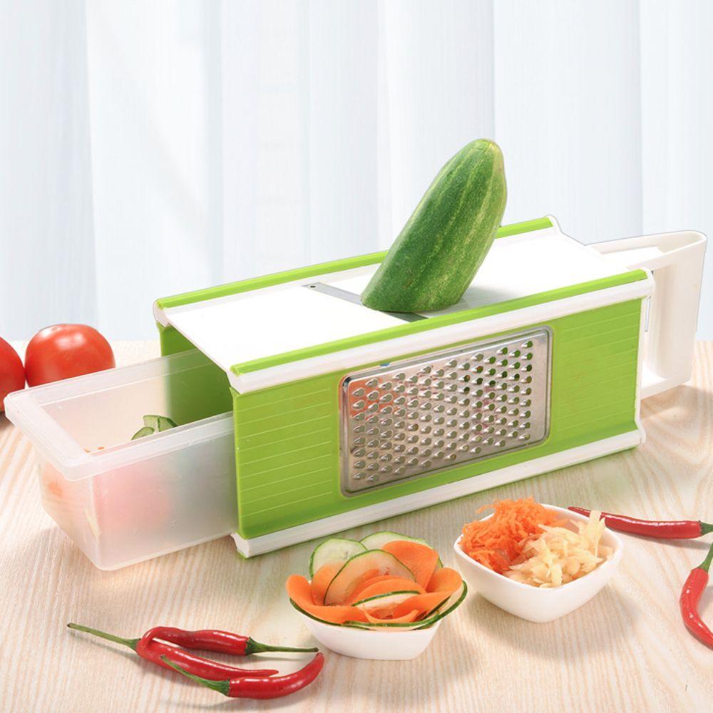 Portable 5 in 1 Vegetable Chopper Manual Stainless Steel Potato Slicer with Container Sharp Vegetable Grater Kitchen Gadgets