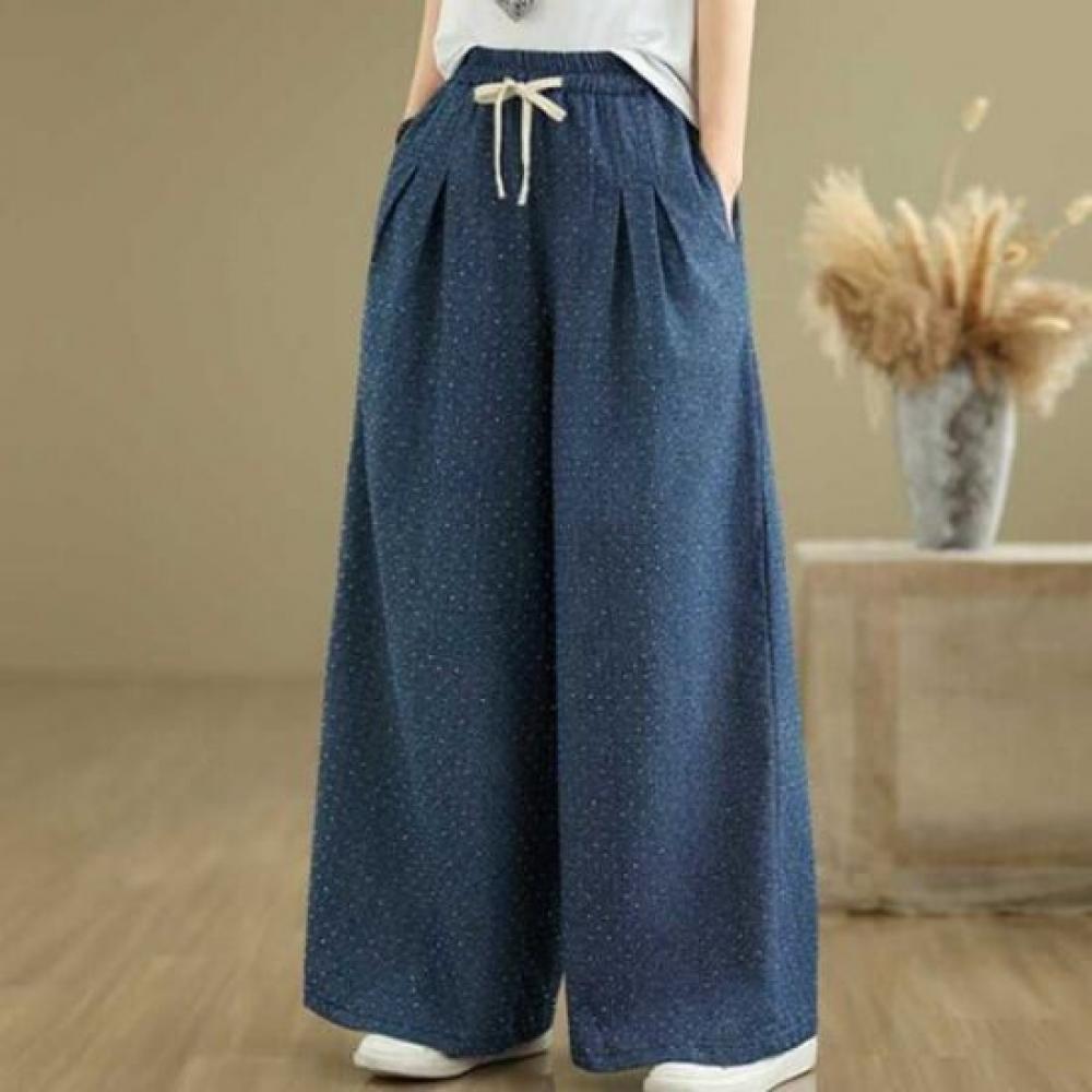 Navava Casual Thin Wide Banding Denim Pants Np367