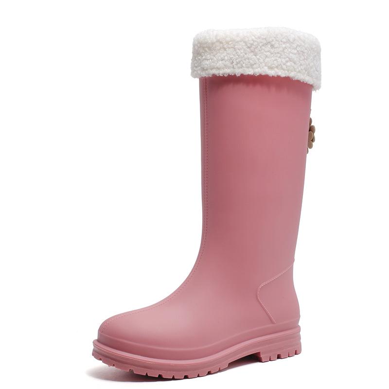 Женские резиновые сапоги в корейском стиле с бархатной подкладкой — теплые, удобные, износостойкие, с мягкой резиновой подошвой