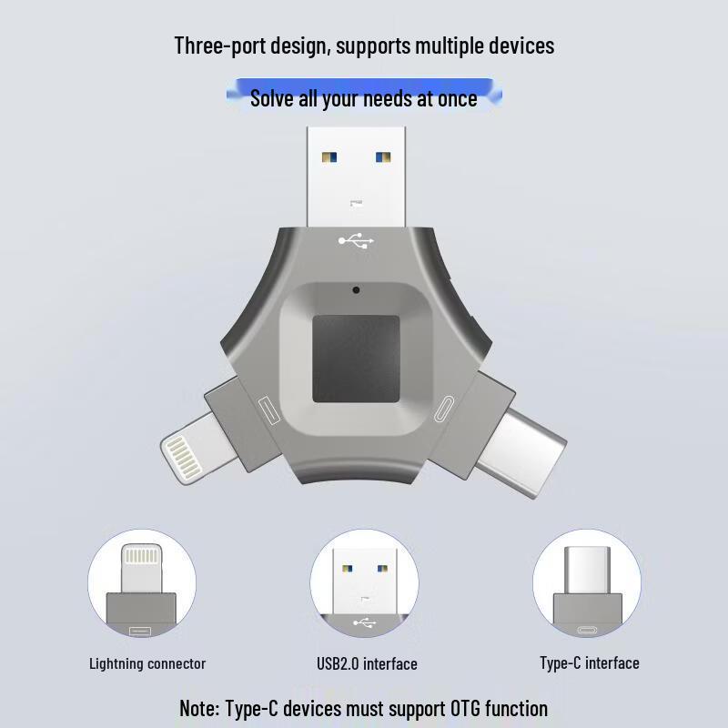 3-в-1 USB-накопитель OLOEY с шифрованием по отпечатку пальца