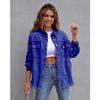 Autumn Winter Women's Denim Jacket Fashion Grinding Edge Broken Hole Hollow Long Sleeve Single Breasted Casual Collar Top