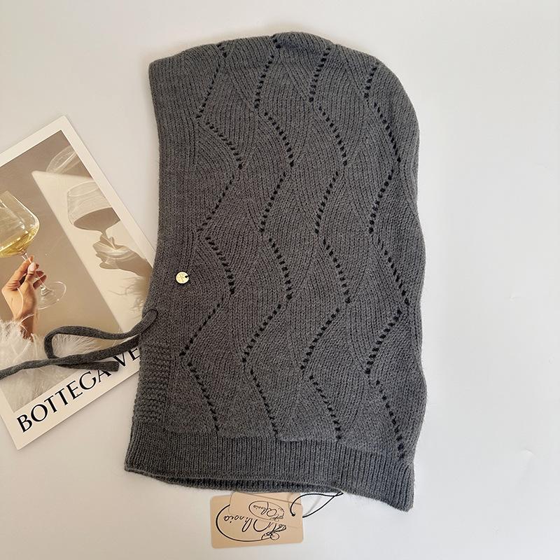 Женская зимняя мягкая шапка-бини, худи, балаклава, шарф с капюшоном - Термальная маска для лица и гетра для шеи, эластичная, регулируемая застежка на шнурке, ветрозащитная