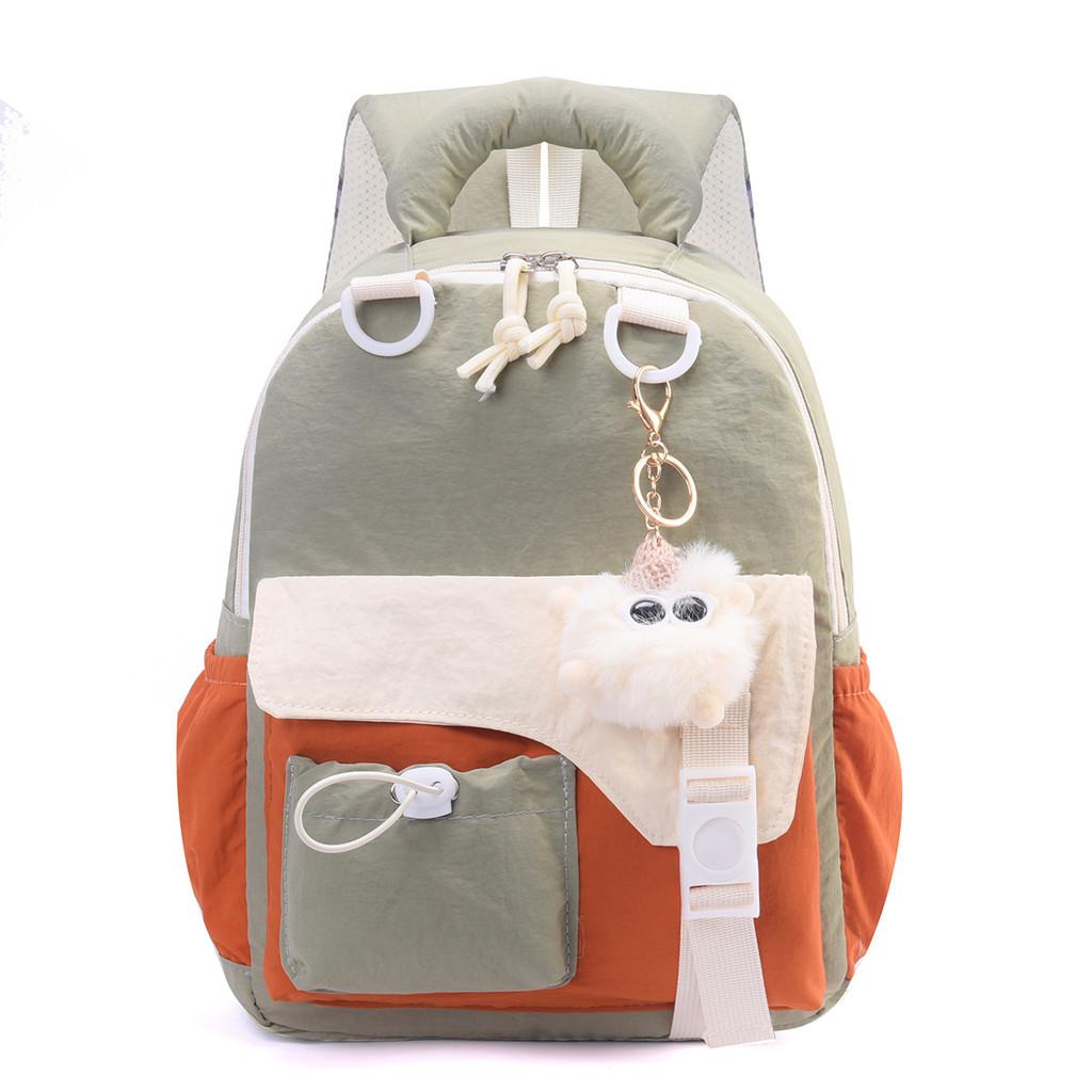 Color Blocked Childrens Backpack With Plush Pendant For School And Outings