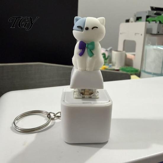 Rechargeable Cat Finger Clicker 1/2Pcs Animal Keyboard Fidget Keychain, Goat with LED Light Sound, Push Button Decompression Toy Keychain