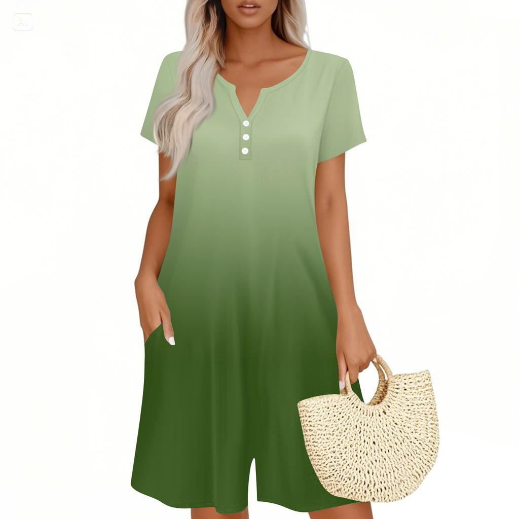 Womens Casual Short Sleeve Jumpsuit Fashion Top Jumpsuit Shorts Rompers With Pockets