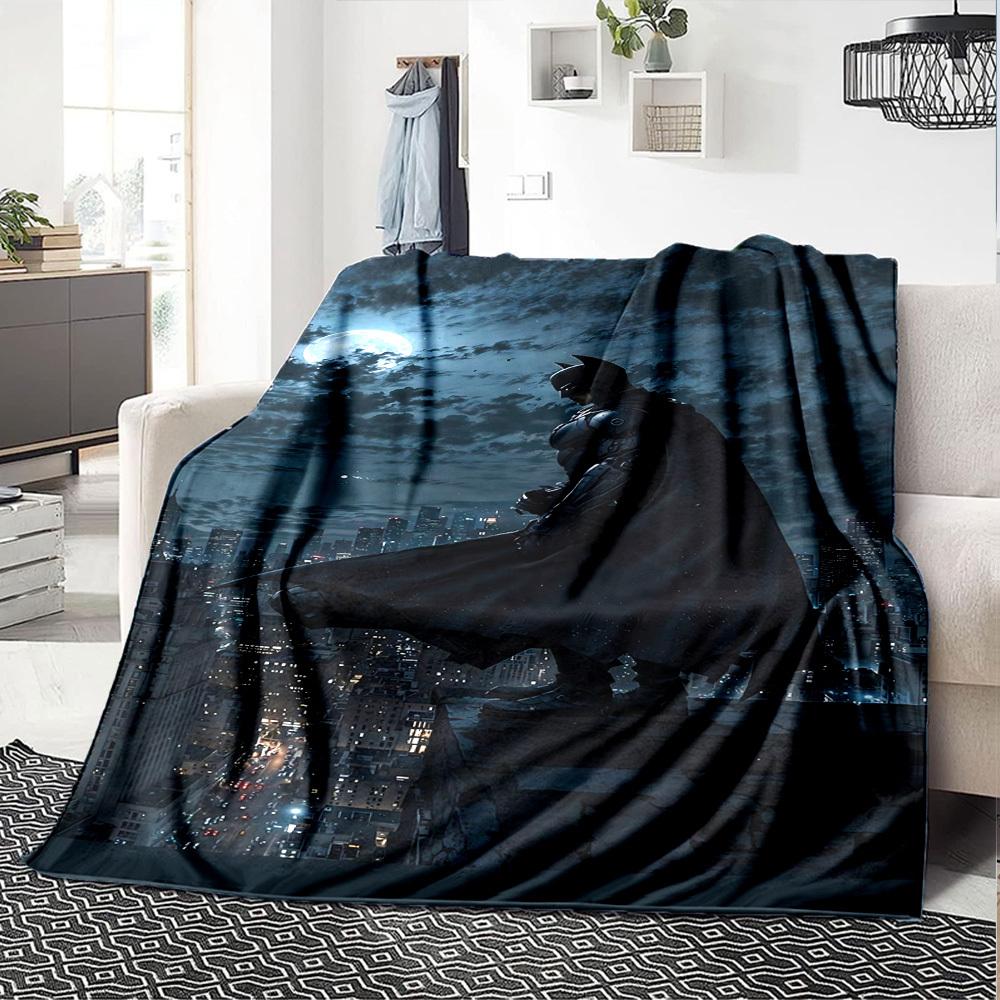 1pc Batman Night Cityscape Flannel Blanket Soft Warm Throw for Home, Office, Travel, All-Season Cozy Bedding GiftL1068