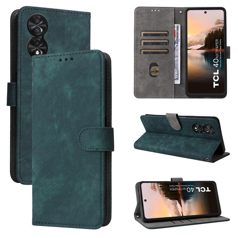 Кожаный флип-чехол для TCL 40 NxtPaper 4G PU чехол для телефона полная защита корпуса противоударный с [блокировкой RFID]