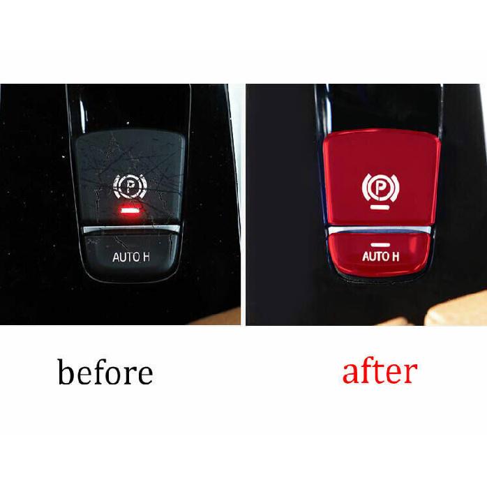 Fit For BMW 5 Series G30 2018- Red aluminium Handbrake E-Brake Cover Sticker